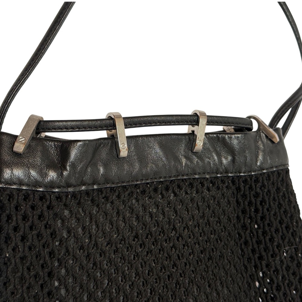 Rag & Bone Summer Dayton Drawstring Bag Black Leather Netting Crossbody Coastal - Picture 9 of 16